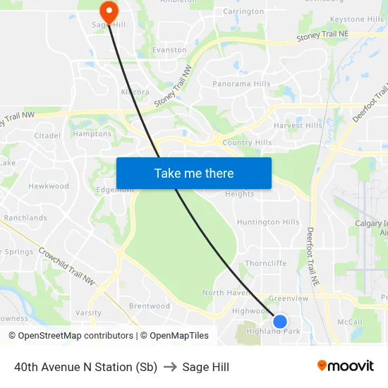 40th Avenue N Station (Sb) to Sage Hill map