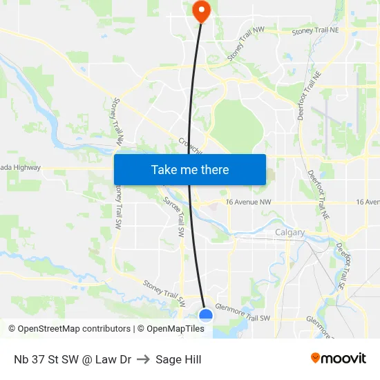 Nb 37 St SW @ Law Dr to Sage Hill map
