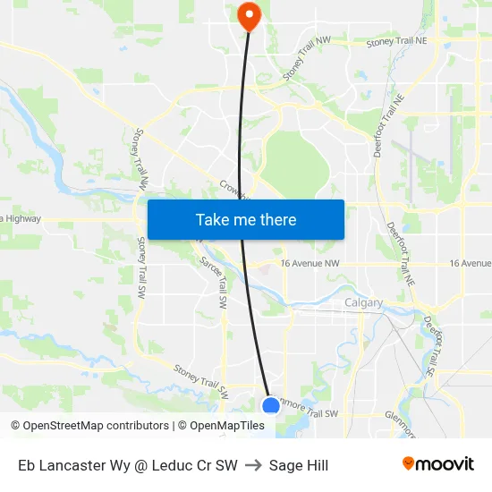 Eb Lancaster Wy @ Leduc Cr SW to Sage Hill map