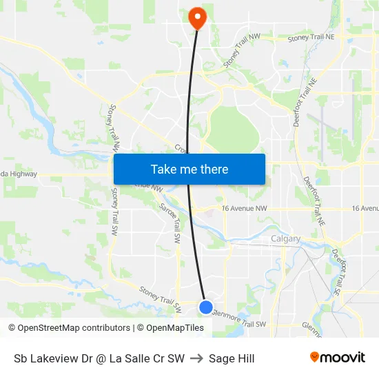 Sb Lakeview Dr @ La Salle Cr SW to Sage Hill map