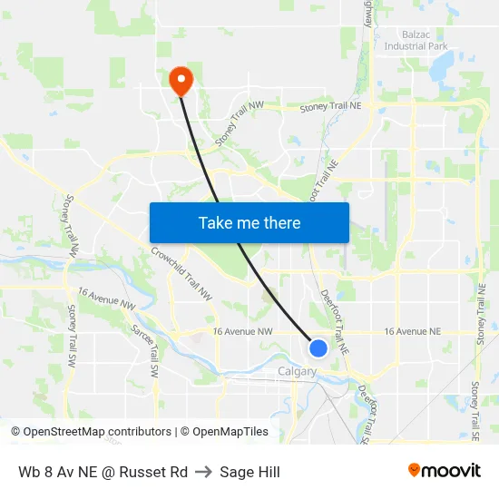 Wb 8 Av NE @ Russet Rd to Sage Hill map