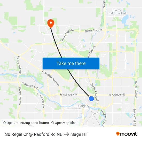 Sb Regal Cr @ Radford Rd NE to Sage Hill map