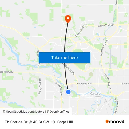 Eb Spruce Dr @ 40 St SW to Sage Hill map