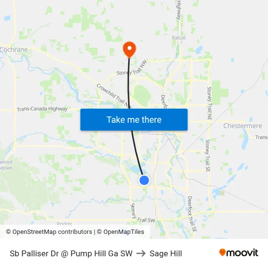 Sb Palliser Dr @ Pump Hill Ga SW to Sage Hill map