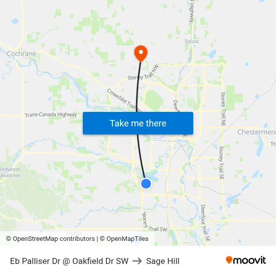 Eb Palliser Dr @ Oakfield Dr SW to Sage Hill map