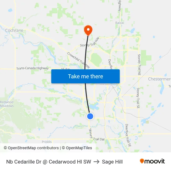 Nb Cedarille Dr @ Cedarwood Hl SW to Sage Hill map