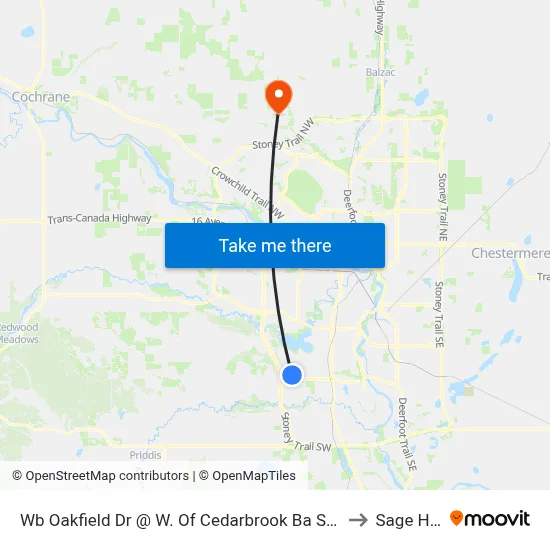 Wb Oakfield Dr @ W. Of Cedarbrook Ba SW to Sage Hill map