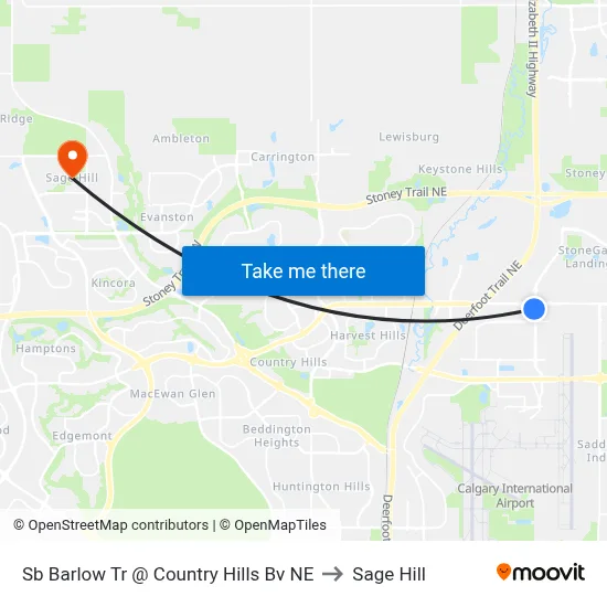 Sb Barlow Tr @ Country Hills Bv NE to Sage Hill map