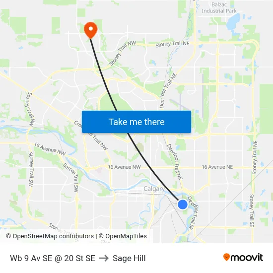 Wb 9 Av SE @ 20 St SE to Sage Hill map