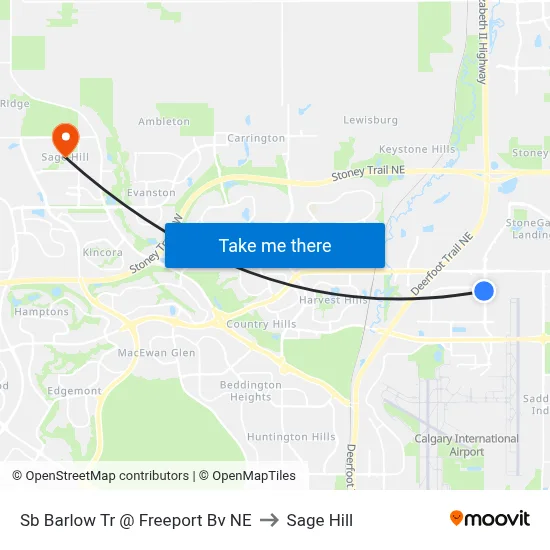 Sb Barlow Tr @ Freeport Bv NE to Sage Hill map