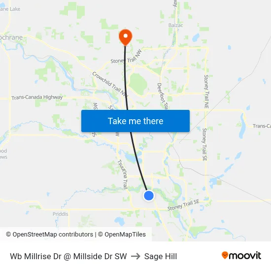 Wb Millrise Dr @ Millside Dr SW to Sage Hill map