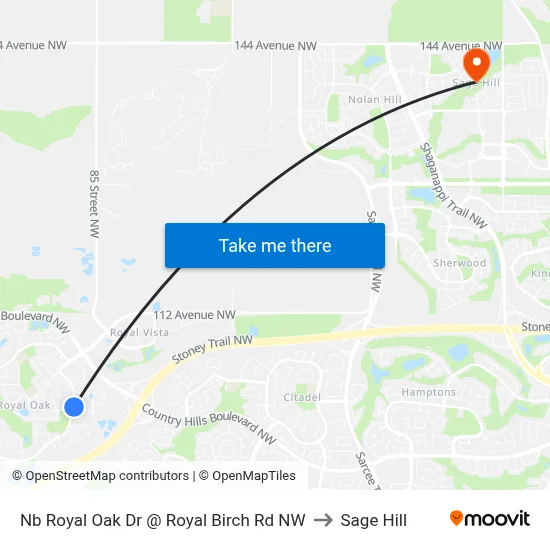 Nb Royal Oak Dr @ Royal Birch Rd NW to Sage Hill map
