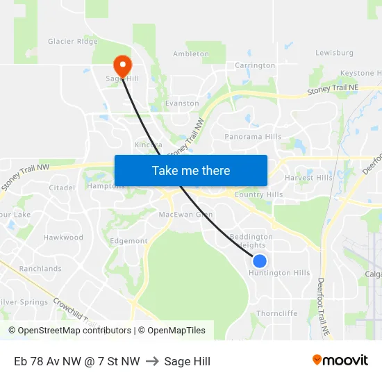 Eb 78 Av NW @ 7 St NW to Sage Hill map