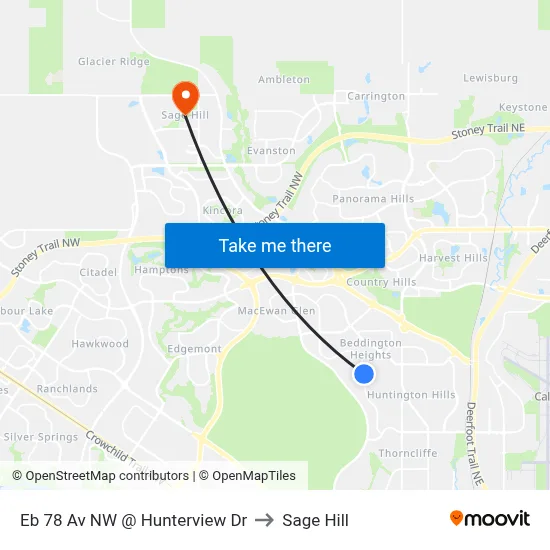 Eb 78 Av NW @ Hunterview Dr to Sage Hill map