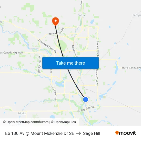 Eb 130 Av @ Mount Mckenzie Dr SE to Sage Hill map