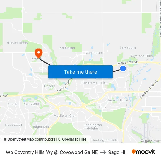 Wb Coventry Hills Wy @ Covewood Ga NE to Sage Hill map