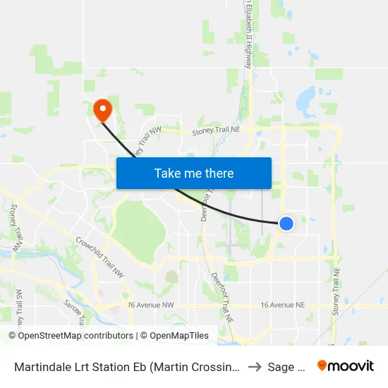 Martindale Lrt Station Eb (Martin Crossing Dr) to Sage Hill map