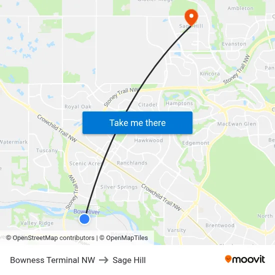 Bowness Terminal NW to Sage Hill map