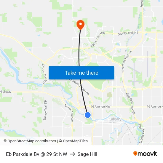 Eb Parkdale Bv @ 29 St NW to Sage Hill map