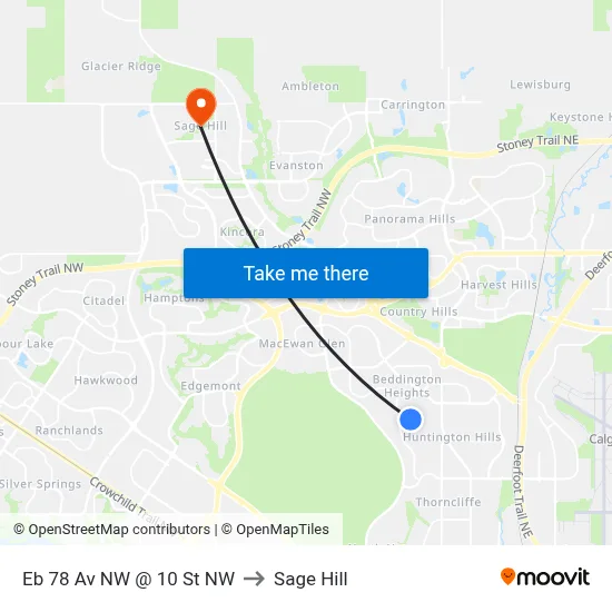 Eb 78 Av NW @ 10 St NW to Sage Hill map