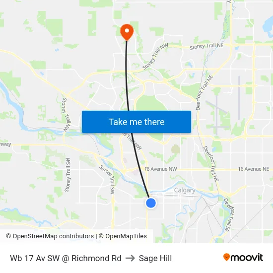 Wb 17 Av SW @ Richmond Rd to Sage Hill map