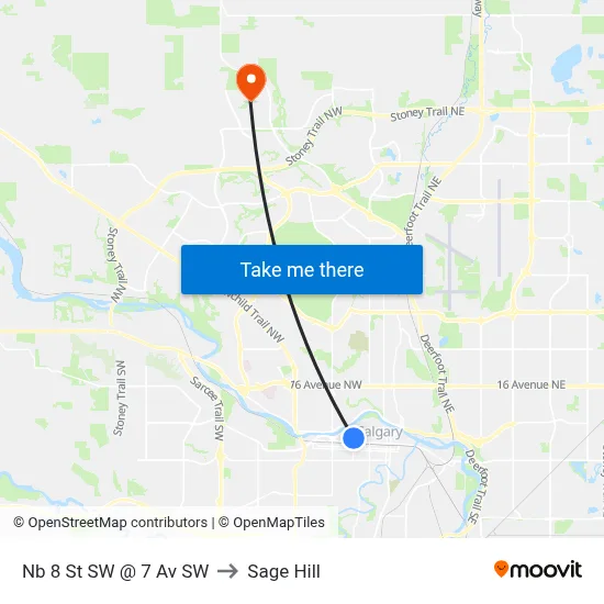 Nb 8 St SW @ 7 Av SW to Sage Hill map