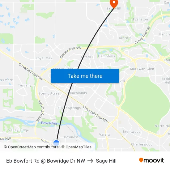 Eb Bowfort Rd @ Bowridge Dr NW to Sage Hill map
