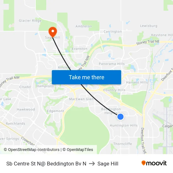 Sb Centre St N@ Beddington Bv N to Sage Hill map