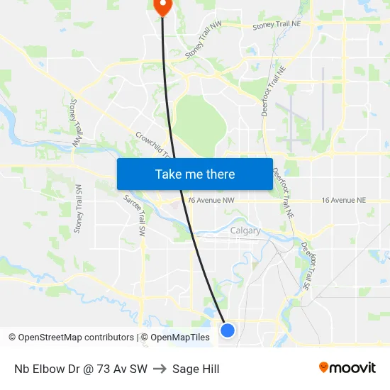 Nb Elbow Dr @ 73 Av SW to Sage Hill map