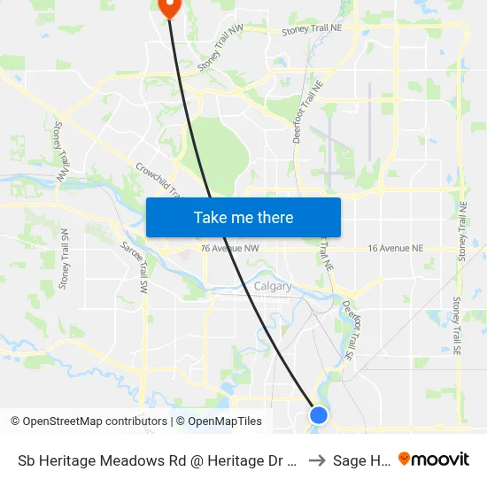 Sb Heritage Meadows Rd @ Heritage Dr SE to Sage Hill map