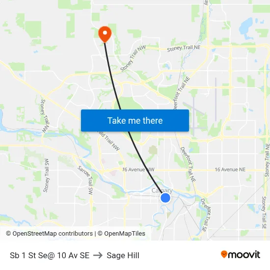Sb 1 St Se@ 10 Av SE to Sage Hill map