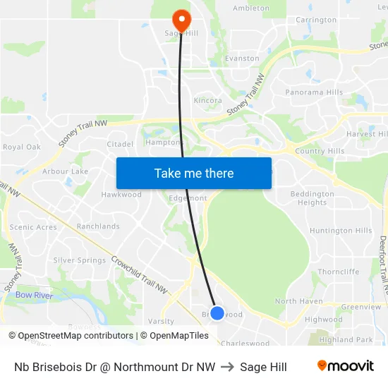 Nb Brisebois Dr @ Northmount Dr NW to Sage Hill map