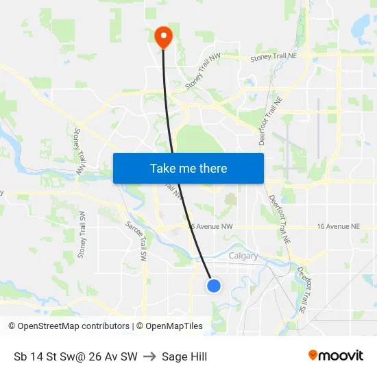 Sb 14 St Sw@ 26 Av SW to Sage Hill map