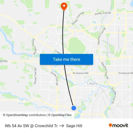 Wb 54 Av SW @ Crowchild Tr to Sage Hill map