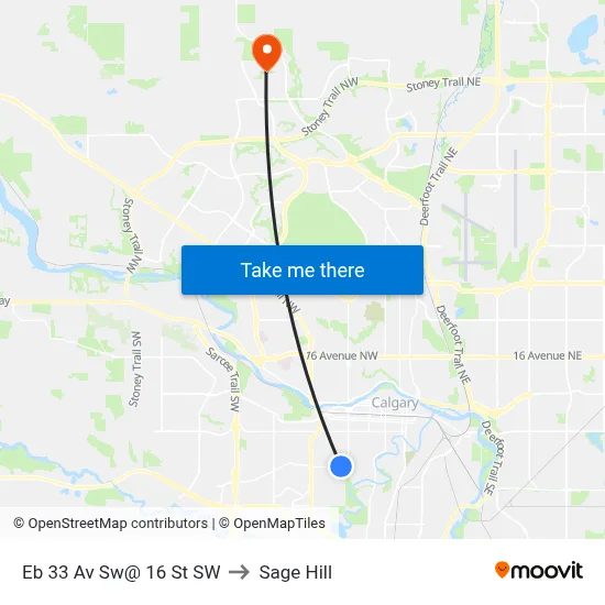 Eb 33 Av Sw@ 16 St SW to Sage Hill map