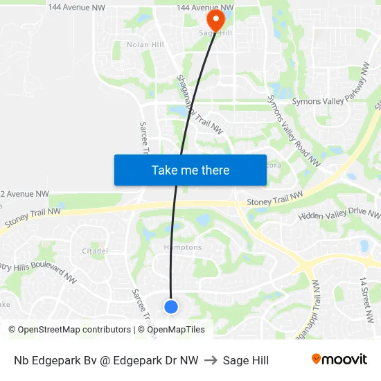 Nb Edgepark Bv @ Edgepark Dr NW to Sage Hill map