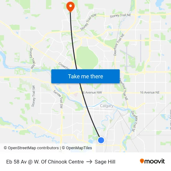 Eb 58 Av @ W. Of Chinook Centre to Sage Hill map