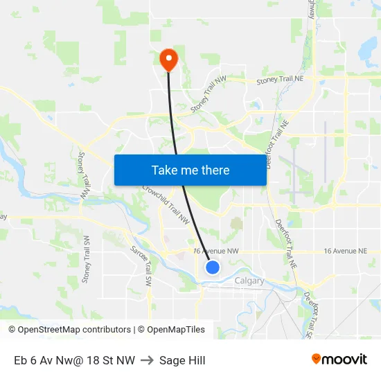 Eb 6 Av Nw@ 18 St NW to Sage Hill map