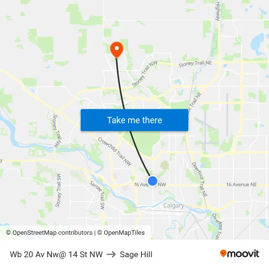 Wb 20 Av Nw@ 14 St NW to Sage Hill map