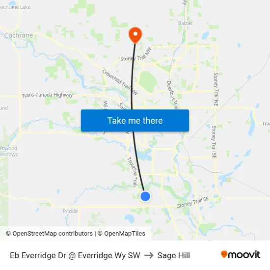 Eb Everridge Dr @ Everridge Wy SW to Sage Hill map