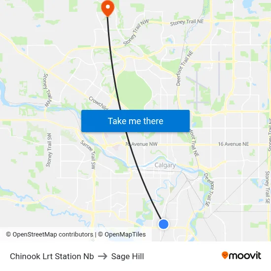 Chinook Lrt Station Nb to Sage Hill map
