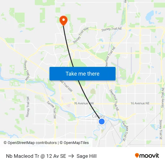 Nb Macleod Tr @ 12 Av SE to Sage Hill map