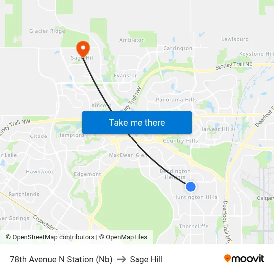 78th Avenue N Station (Nb) to Sage Hill map