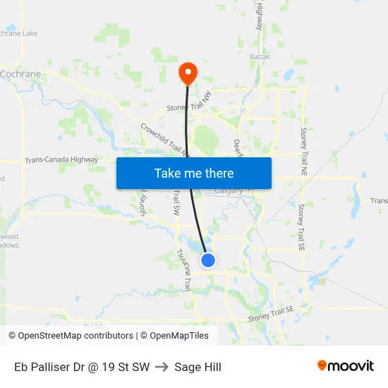 Eb Palliser Dr @ 19 St SW to Sage Hill map