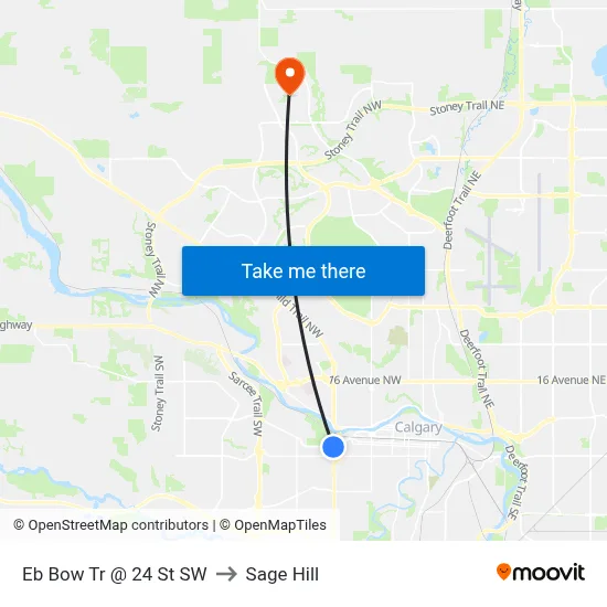 Eb Bow Tr @ 24 St SW to Sage Hill map