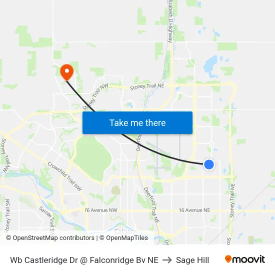 Wb Castleridge Dr @ Falconridge Bv NE to Sage Hill map