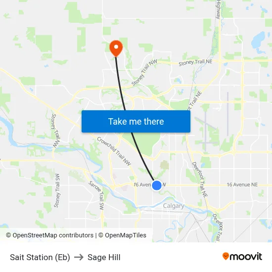 Sait Station (Eb) to Sage Hill map