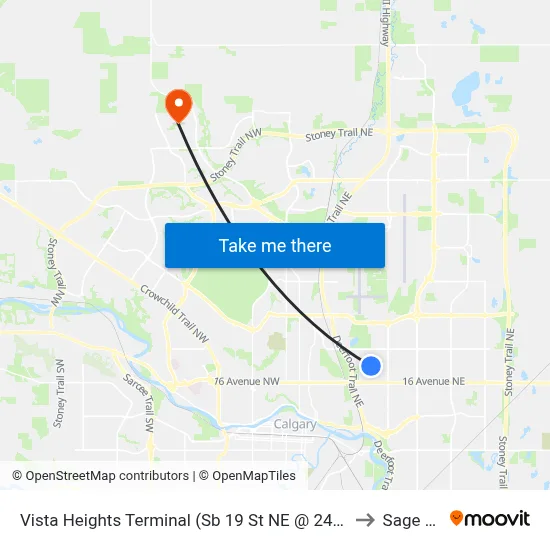 Vista Heights Terminal (Sb 19 St NE @ 24 Av Ne) to Sage Hill map