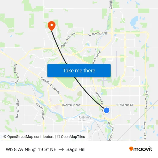 Wb 8 Av NE @ 19 St NE to Sage Hill map