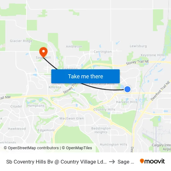 Sb Coventry Hills Bv @ Country Village Ld NE to Sage Hill map